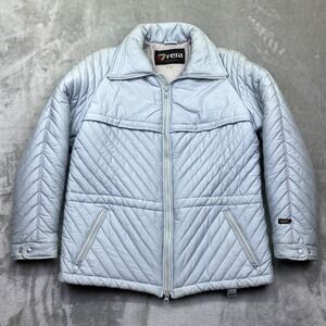 VTG‎ Fera Quilted Puffer Jacket Womens Size XXL Light Blue Zip Front Outerwear